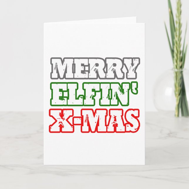 MERRY ELFIN XMAS -.png Holiday Card (Front)