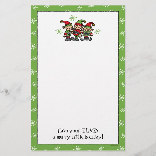 Merry Elves Custom Christmas Stationery (Front)