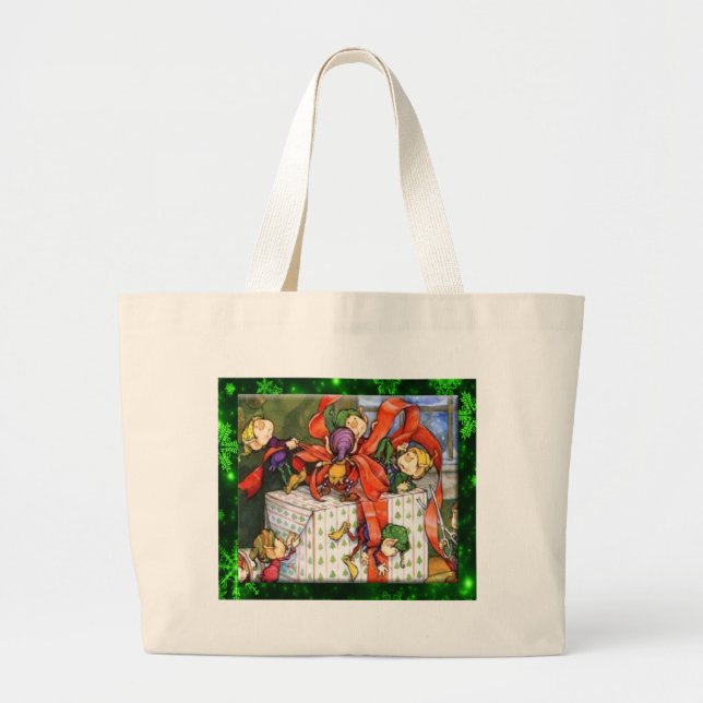 Merry Elves Wrapping Present Bag (Front)