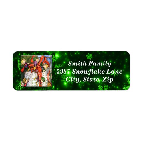 Merry Elves Wrapping Present Return Address Labels