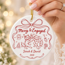 Merry & Engaged Custom Cat Couple Christmas