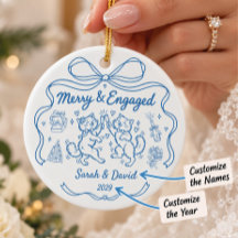 Merry & Engaged Custom Newlywed Cat Couple