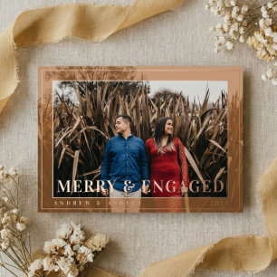 Merry & Engaged Personalized Photo Engagement Foil Holiday Card