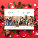 Merry era funny four photo green Christmas Holiday Card<br><div class="desc">Bring on the merry era! Celebrate the Christmas season with this fun and clever four-photo trendy holiday card. Perfect for a collage of holiday photos, this design features modern type and a customizable greeting. The bright festive green type color matches the backer with a starry pattern. This design is great...</div>