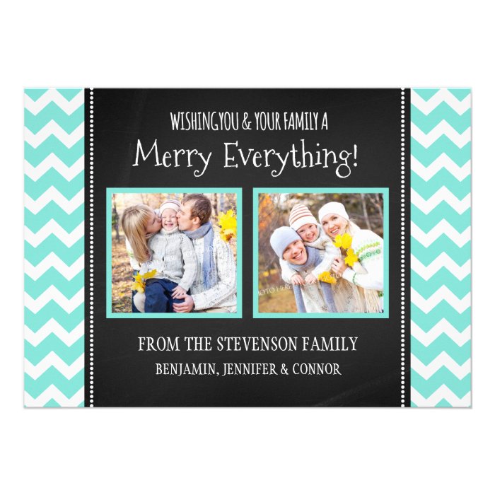 Merry Everything 2 Photo Card Chalkboard Chevron