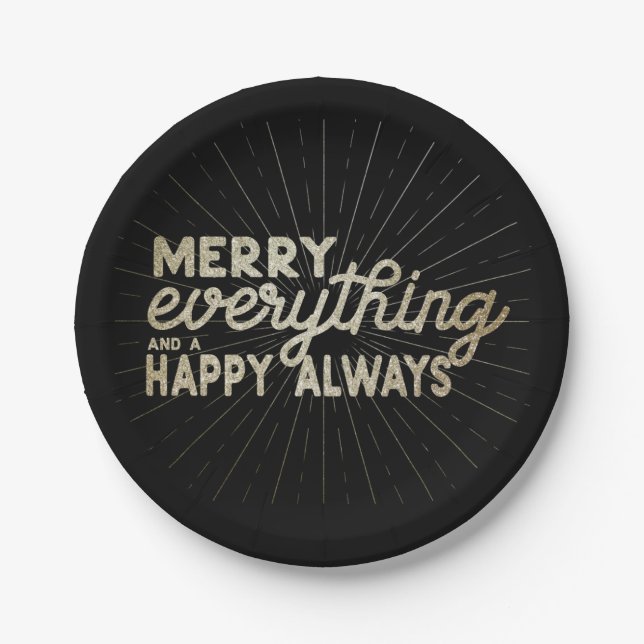 Merry Everything & a Happy Always Holiday Party Paper Plates (Front)