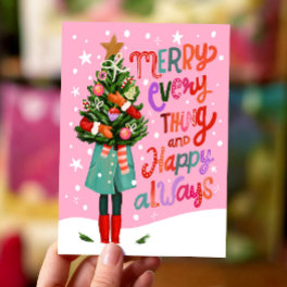 Merry Everything and Happy Always Cute Christmas Holiday Card