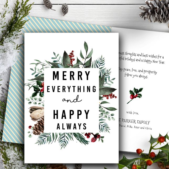 Merry Everything and Happy Always | Floral Foliage Holiday Card (Creator Uploaded)