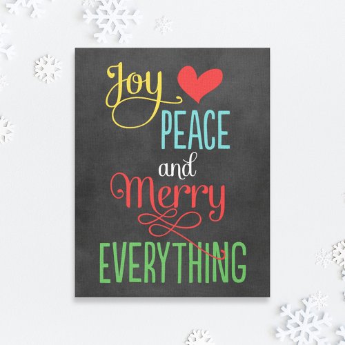 Merry Everything Black Chalkboard Colorful Holiday Canvas Print