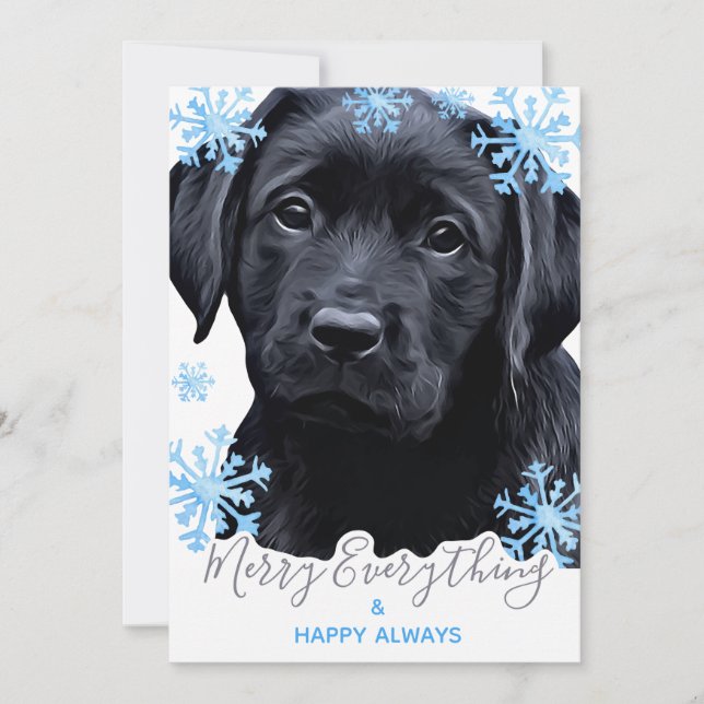 Merry Everything Black Labrador Christmas Holiday Card (Front)