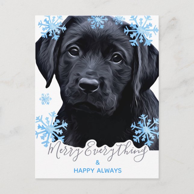 Merry Everything Black Labrador Christmas Holiday Postcard (Front)