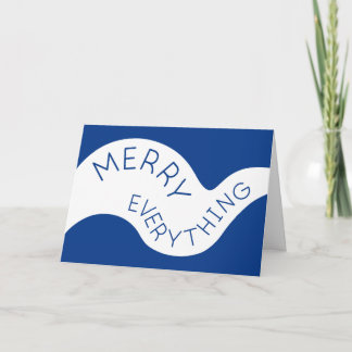 Merry Everything Blue Curved Typography Photo Holiday Card