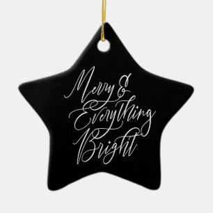 Merry & Everything Bright Black & White Ceramic Ornament