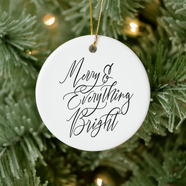 Merry & Everything Bright Round Ceramic Ornament (Tree)