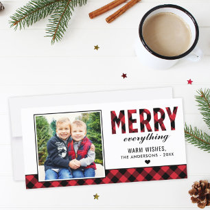Merry Everything Buffalo Plaid Photo Holiday Card