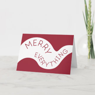 Merry Everything Burgundy Curved Typography Holiday Card