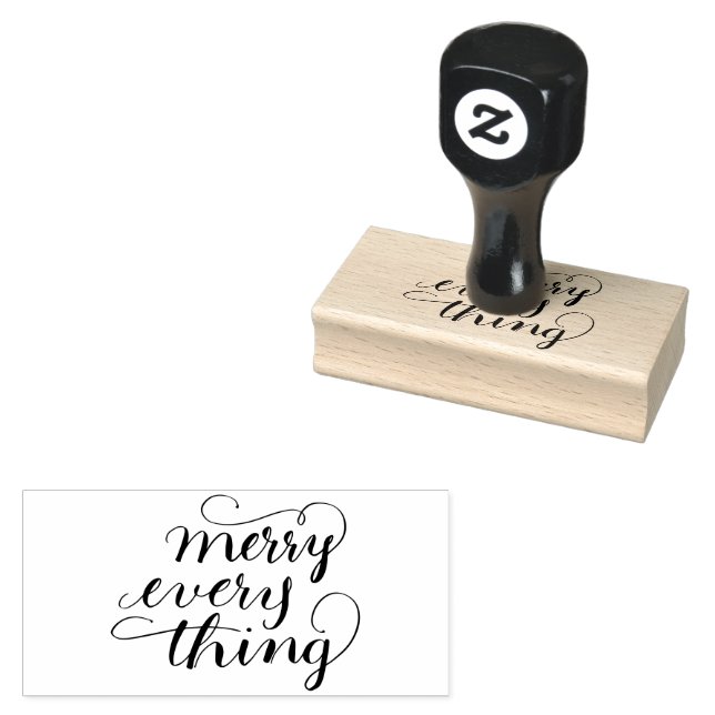 Merry Everything calligraphy Rubber Stamp (Stamped)