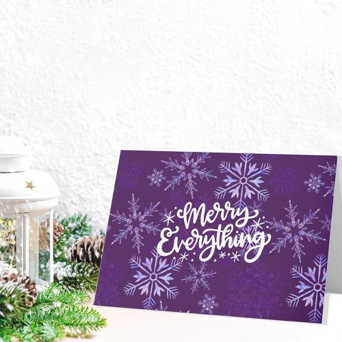 Merry Everything Calligraphy Snowflake Business Holiday Card
