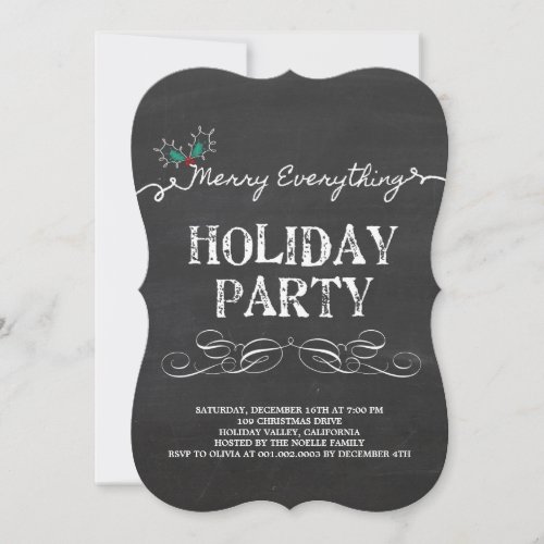 Merry Everything Chalkboard Holiday Party Invite