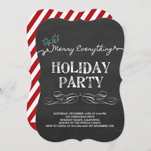Merry Everything Chalkboard Holiday Party Invite
