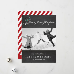 Merry Everything Chalkboard Mistletoes Christmas Holiday Card