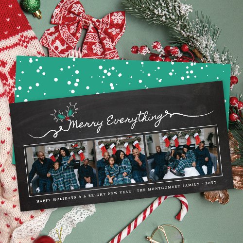 Merry Everything Chalkboard Mistletoes Christmas Holiday Card