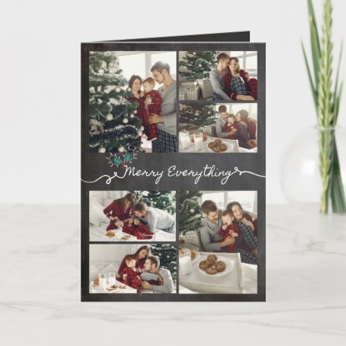 Merry Everything Chalkboard Mistletoes Christmas Holiday Card