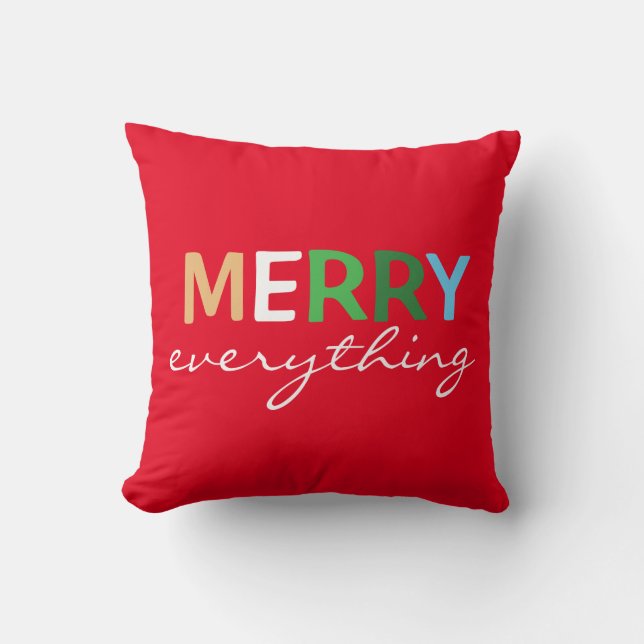 "Merry Everything" Christmas Accent Throw Pillow (Front)