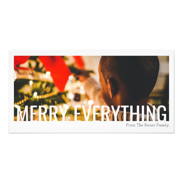 Merry Everything Christmas Holiday Cutout Photo Card (Front)