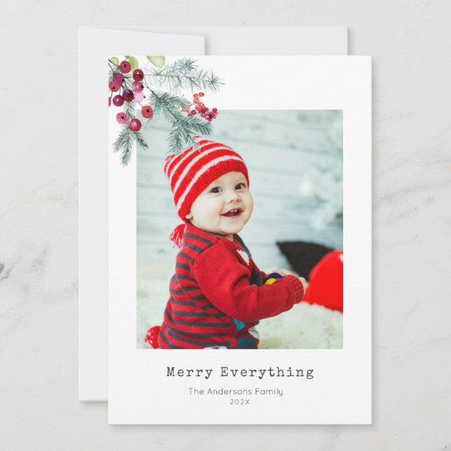 Merry Everything, christmas holiday greeting Card (Front)