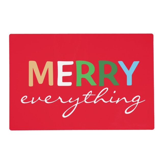 "Merry Everything" Christmas Holiday Placemat (Front)
