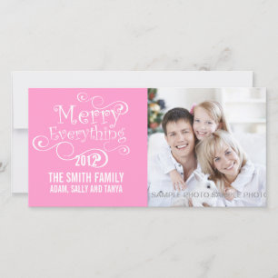 MERRY EVERYTHING CHRISTMAS PHOTO CARD PINK