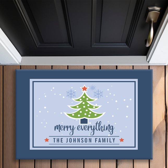 Merry Everything Christmas Tree Family Name Doormat (Creator Uploaded)