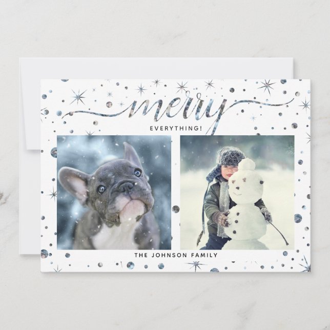 MERRY Everything Color Matching 2-Photo Holiday Card (Front)