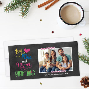 Merry Everything Colorful Black Chalkboard Holiday Card