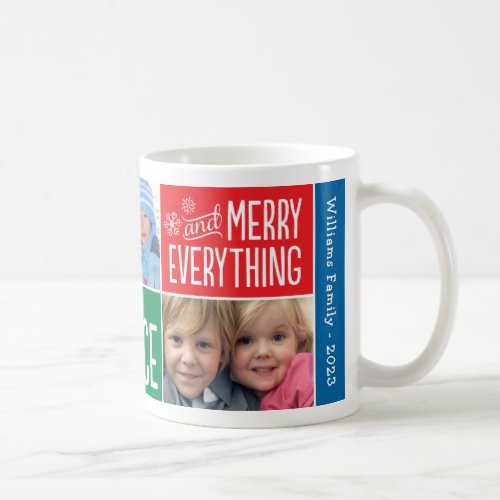 Merry Everything Colorful Christmas Photo Collage Coffee Mug