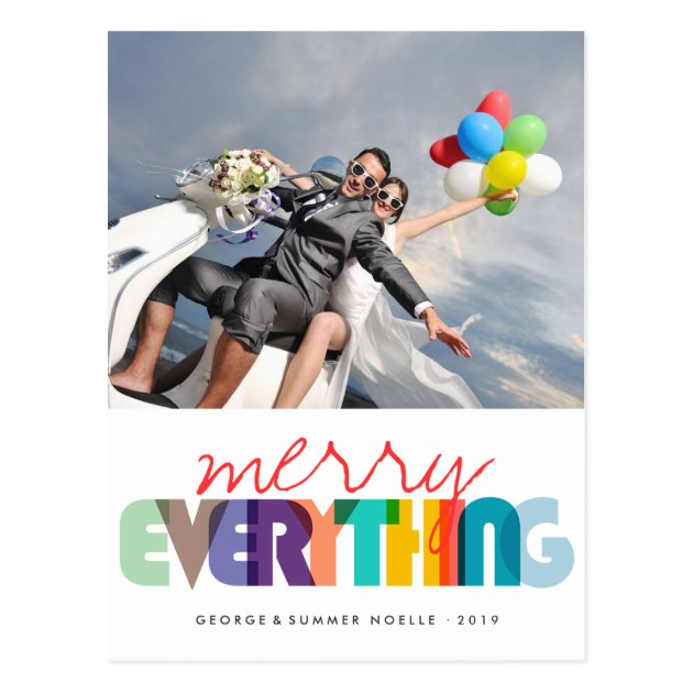 Merry Everything Colorful Holiday Photo Postcard