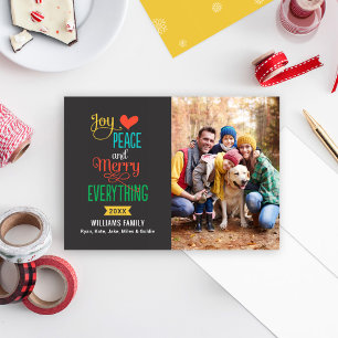 Merry Everything Colorful Typography Photo Holiday Card