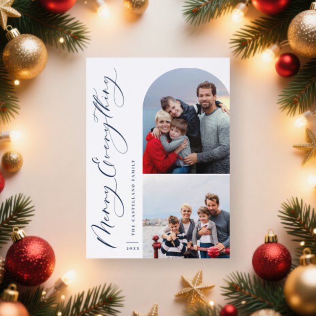 Merry Everything Family Christmas Letterpress Photo Cards (Insitu)