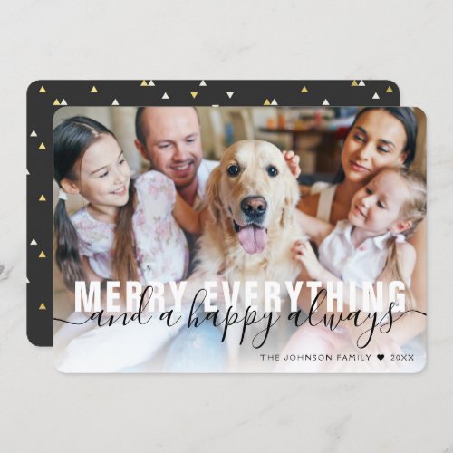 Merry Everything Family Gold Foil Christmas  Holiday Card