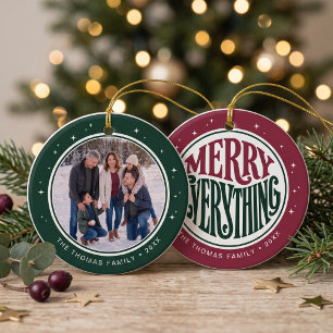 Merry Everything Family Photo Ceramic Ornament