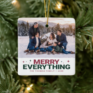 Merry Everything Family Photo Ceramic Ornament