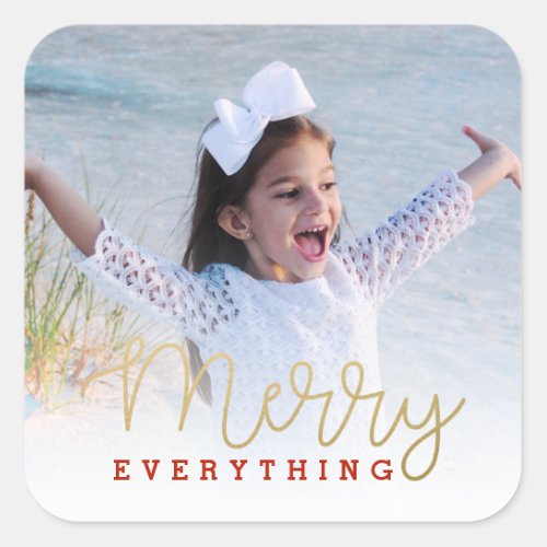 Merry Everything Gold and Red Photo Envelope Seal