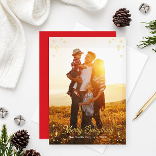 Merry Everything Gold Foil Stars Photo Holiday Card