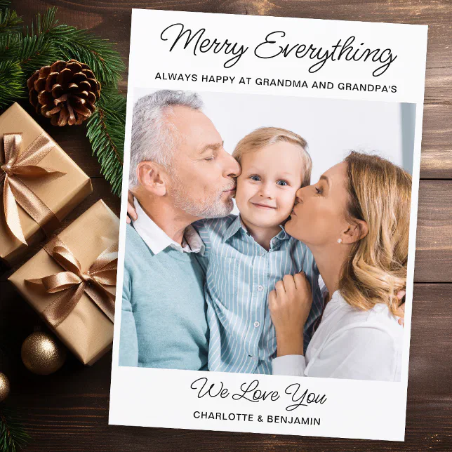 Merry Everything Grandparents Cute Photo Christmas Holiday Card
