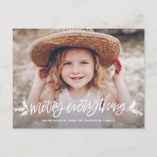 Merry Everything Hand Lettered Christmas Photo Invitation Postcard