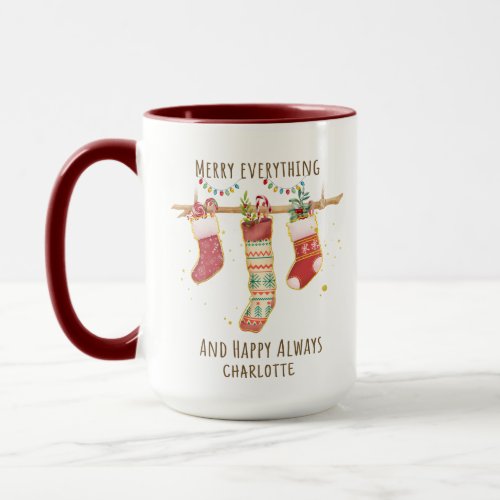 Merry Everything Happy Always Christmas Stockings Mug