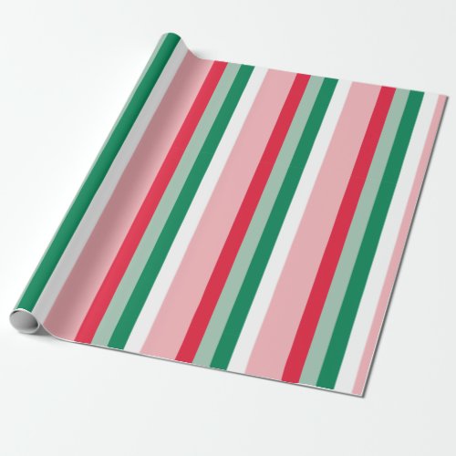 Merry Everything Happy Always Festive Stripes Wrapping Paper