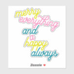 Merry Everything Happy Always Mint Pink Holiday St Sticker<br><div class="desc">Merry Everything Happy Always Mint Pink Holiday Sticker</div>