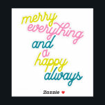 Merry Everything Happy Always Mint Pink Holiday St Sticker<br><div class="desc">Merry Everything Happy Always Mint Pink Holiday Sticker</div>